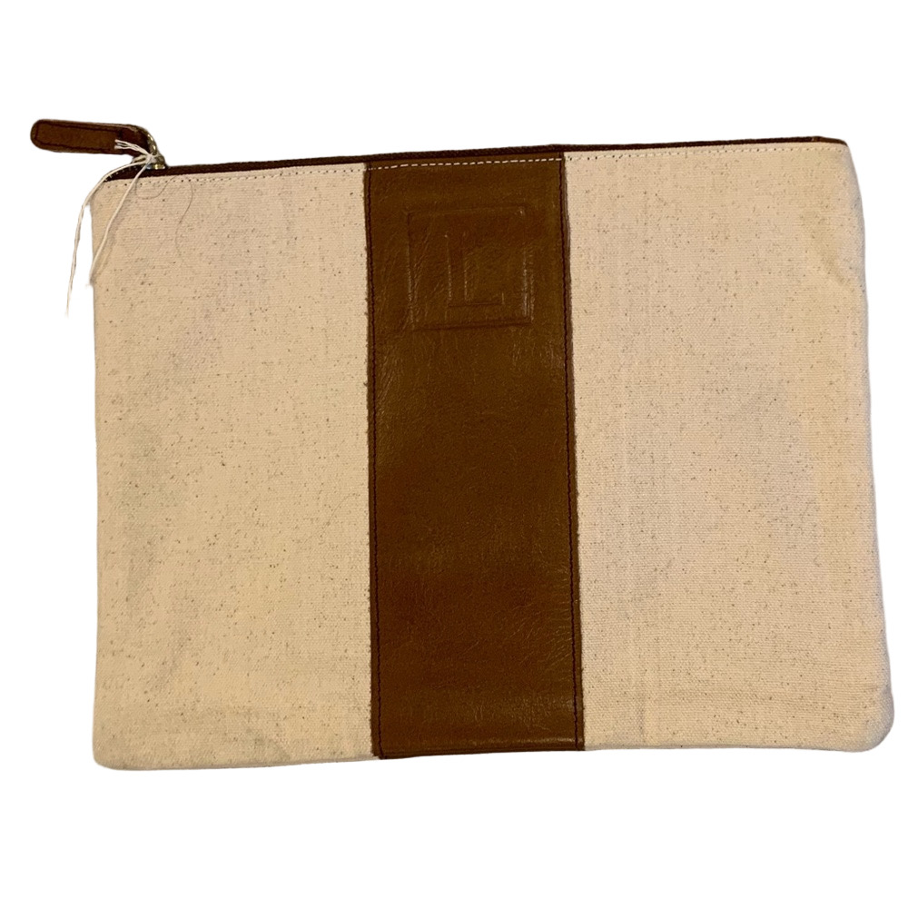 New Kirkland’s leather monogram canvas zip pouch - L